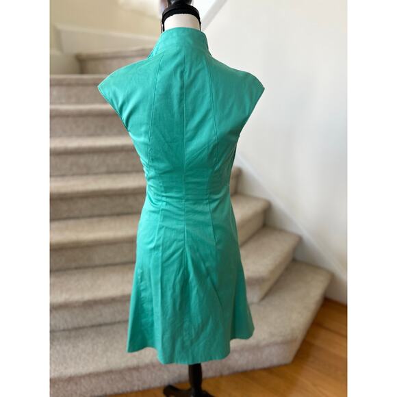 Akris Punto Turquoise Green Asymmetric Zip Fit & Flare Sheath Dress - Picture 4 of 9